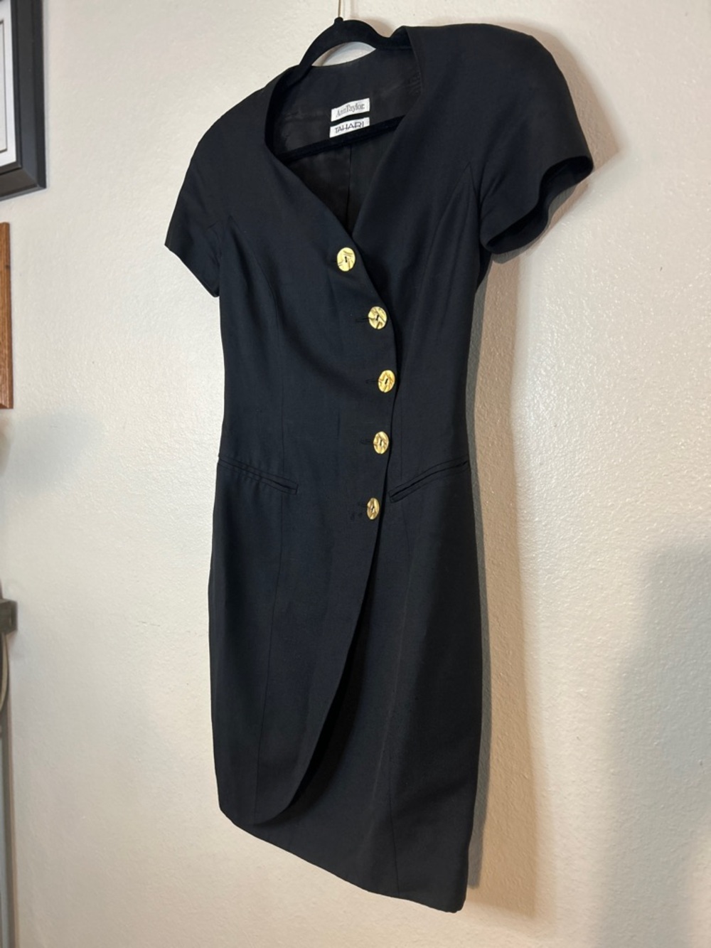 Vintage Ann Taylor x Tahari Black Dress with Gold Buttons - Picture 3 of 15